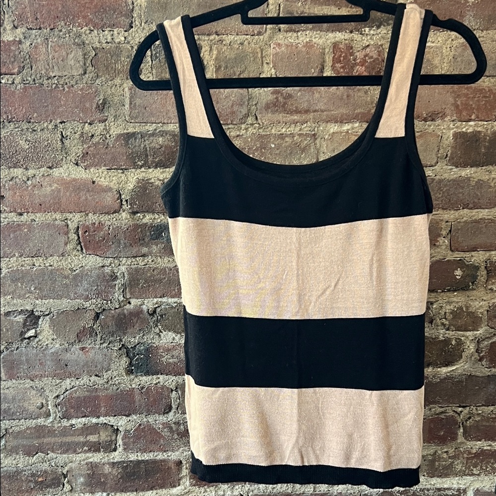 American Apparel Black and Tan Striped Tank Top